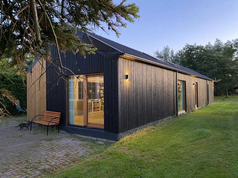 Retreat space exterior at dusk