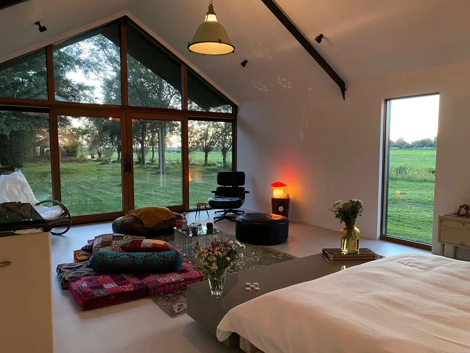 Cozy bedroom with garden view